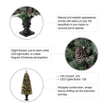 Load image into Gallery viewer, 5ft Pre-Lit Green Flocked Pine Artificial Christmas Porch Tree with 130 Warm White Lights