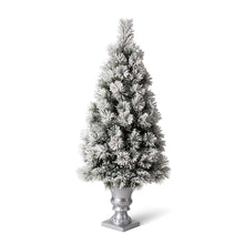 Load image into Gallery viewer, 4ft Pre-Lit Snow Flocked Pine Artificial Christmas Porch Tree with 100 Warm White Lights