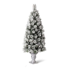 Load image into Gallery viewer, 5ft Pre-Lit Snow Flocked Pine Artificial Christmas Porch Tree with 150 Warm White Lights
