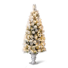 Load image into Gallery viewer, 5ft Pre-Lit Snow Flocked Pine Artificial Christmas Porch Tree with 150 Warm White Lights