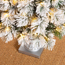 Load image into Gallery viewer, 5ft Pre-Lit Snow Flocked Pine Artificial Christmas Porch Tree with 150 Warm White Lights