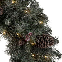 Load image into Gallery viewer, 30"D Pre-Lit Glittered Pine Cone Christmas Wreath with 50 Warm White Lights
