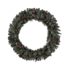 Load image into Gallery viewer, 42"D Oversized Pre-Lit Glittered Pine Cone Christmas Wreath with 70 Warm White Lights