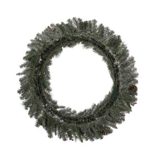Load image into Gallery viewer, 42"D Oversized Pre-Lit Glittered Pine Cone Christmas Wreath with 70 Warm White Lights