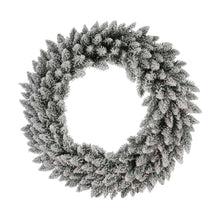 Load image into Gallery viewer, 30"D Pre-Lit Snow Flocked Christmas Wreath with 50 Warm White Lights