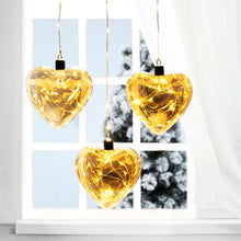 Load image into Gallery viewer, 25.75"H 3 Piece Glass Heart Ornaments with String Lights