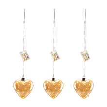 Load image into Gallery viewer, 25.75"H 3 Piece Glass Heart Ornaments with String Lights