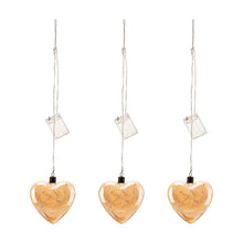 Load image into Gallery viewer, 25.75"H 3 Piece Glass Heart Ornaments with String Lights