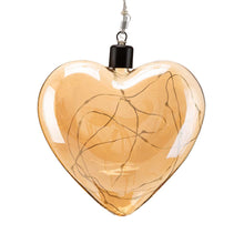 Load image into Gallery viewer, 25.75"H 3 Piece Glass Heart Ornaments with String Lights