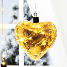 Load image into Gallery viewer, 25.75"H 3 Piece Glass Heart Ornaments with String Lights