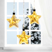 Load image into Gallery viewer, 25.75"H 3 Pack Christmas Glass Star Ornaments with String Lights