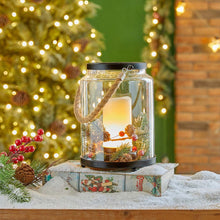 Load image into Gallery viewer, 8.5"H Christmas Greenery Glass Lantern