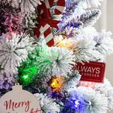 Load image into Gallery viewer, 7.5ft Pre-Lit Snow Flocked Pencil Pine Artificial Christmas Tree with 300 Warm White/Multi-Color Lights