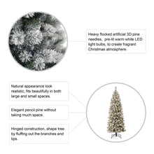 Load image into Gallery viewer, 7.5ft Pre-Lit Snow Flocked Pencil Pine Artificial Christmas Tree with 350 Warm White Lights
