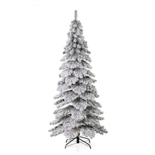 Load image into Gallery viewer, 7.5ft Pre-Lit Snow Flocked Layered Spruce Artificial Christmas Tree with 350 Warm White Lights