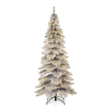 Load image into Gallery viewer, 7.5ft Pre-Lit Snow Flocked Layered Spruce Artificial Christmas Tree with 350 Warm White Lights