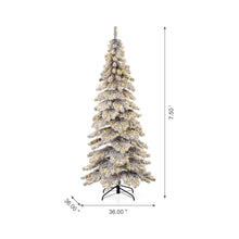 Load image into Gallery viewer, 7.5ft Pre-Lit Snow Flocked Layered Spruce Artificial Christmas Tree with 350 Warm White Lights