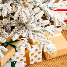 Load image into Gallery viewer, 6ft Deluxe Pre-Lit Snow Flocked Pine Artificial Christmas Tree with 300 Warm White Lights