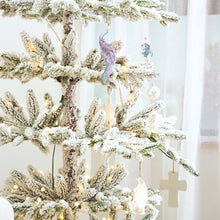 Load image into Gallery viewer, 6ft Deluxe Pre-Lit Snow Flocked Pine Artificial Christmas Tree with 300 Warm White Lights