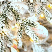 Load image into Gallery viewer, 6ft Deluxe Pre-Lit Snow Flocked Pine Artificial Christmas Tree with 300 Warm White Lights