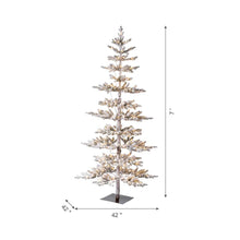 Load image into Gallery viewer, 7ft Deluxe Pre-Lit Snow Flocked Pine Artificial Christmas Tree with 400 Warm White Lights