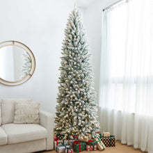 Load image into Gallery viewer, 9ft Pre-Lit Flocked Pencil Fir Artificial Christmas Tree with 600 Warm White Lights
