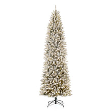 Load image into Gallery viewer, 9ft Pre-Lit Flocked Pencil Fir Artificial Christmas Tree with 600 Warm White Lights
