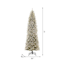 Load image into Gallery viewer, 9ft Pre-Lit Flocked Pencil Fir Artificial Christmas Tree with 600 Warm White Lights
