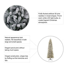 Load image into Gallery viewer, 9ft Pre-Lit Flocked Pencil Fir Artificial Christmas Tree with 600 Warm White Lights