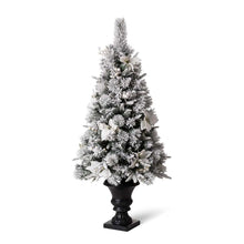 Load image into Gallery viewer, 4ft Pre-Lit Pine Artificial Christmas Porch Tree with 100 Warm White Lights and Poinsettias