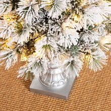 Load image into Gallery viewer, 4ft Pre-Lit Snow Flocked Pine Artificial Christmas Porch Tree with 100 Warm White Lights, Set of 2