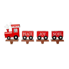 Load image into Gallery viewer, 8.5"H Wooden Metal Christmas Train Stocking Holders, Set of 4
