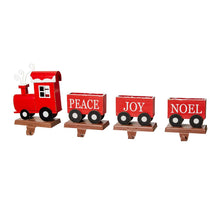 Load image into Gallery viewer, 8.5"H Wooden Metal Christmas Train Stocking Holders, Set of 4