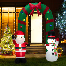 Load image into Gallery viewer, 8 ft Lighted Inflatable Santa and Snowman Gate Arch