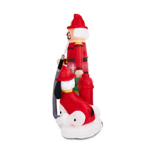 Load image into Gallery viewer, 7 ft Lighted Inflatable Nutcracker Fire Fighter with Puppy Dog Décor