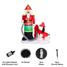 Load image into Gallery viewer, 7 ft Lighted Inflatable Nutcracker Fire Fighter with Puppy Dog Décor