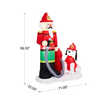 Load image into Gallery viewer, 7 ft Lighted Inflatable Nutcracker Fire Fighter with Puppy Dog Décor