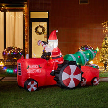 Load image into Gallery viewer, 11 ft Lighted Inflatable Santa on Tractor Décor