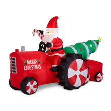 Load image into Gallery viewer, 11 ft Lighted Inflatable Santa on Tractor Décor