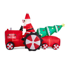 Load image into Gallery viewer, 11 ft Lighted Inflatable Santa on Tractor Décor