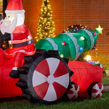 Load image into Gallery viewer, 11 ft Lighted Inflatable Santa on Tractor Décor