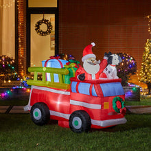 Load image into Gallery viewer, 7 ft Lighted Inflatable Santa in Truck Décor