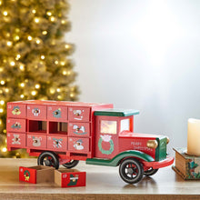 Load image into Gallery viewer, 14.5"L Wooden Christmas Truck Countdown Calendar with Drawer