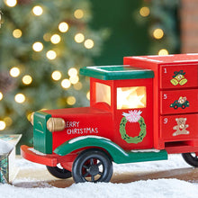 Load image into Gallery viewer, 14.5"L Wooden Christmas Truck Countdown Calendar with Drawer