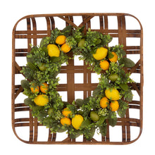 Load image into Gallery viewer, 22"D Greenery Lemon Wreath with 24"L Bamboo Basket