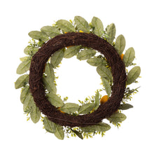 Load image into Gallery viewer, 22"D Greenery Lemon Wreath with 24"L Bamboo Basket