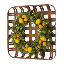 Load image into Gallery viewer, 22"D Greenery Lemon Wreath with 24"L Bamboo Basket