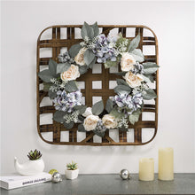 Load image into Gallery viewer, 22"D Hydrangea Rose Wreath with 24"L Bamboo Basket