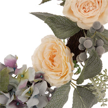 Load image into Gallery viewer, 22"D Hydrangea Rose Wreath with 24"L Bamboo Basket