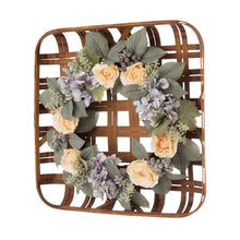 Load image into Gallery viewer, 22"D Hydrangea Rose Wreath with 24"L Bamboo Basket
